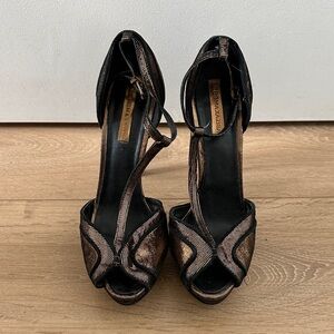 BCBGMaxAzria Black and Bronze Heels